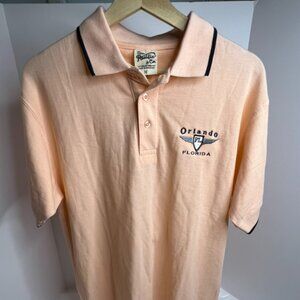 Mens Khaki Orlando Florida Logo Polo Shirt Size M - Pacific and Co - Peach